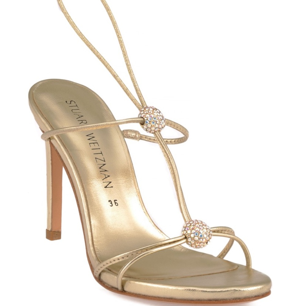 Stuart Weitzman gold Trixie heels